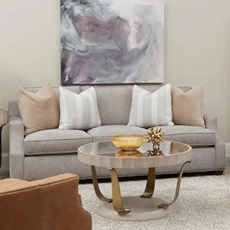 Transitional Scoop Arm Sofa with Nailheads